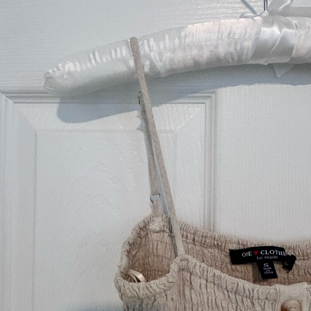 Spaghetti-Strap Cream Button-Front Midi Dress Wit… - image 6